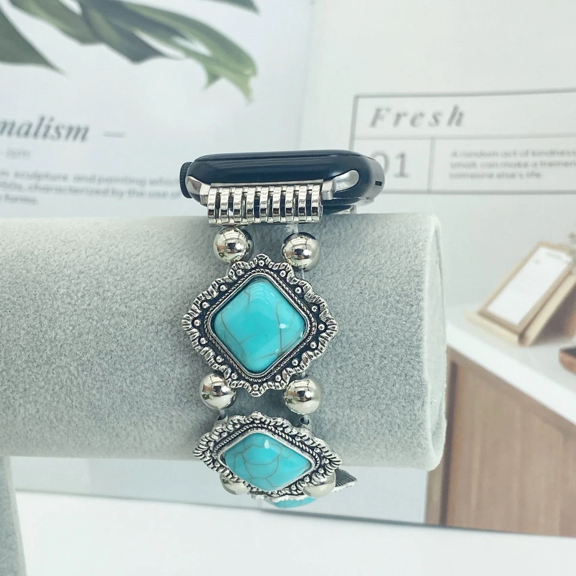 BowLift | Artistic smartwatch band in turquoise in boho design