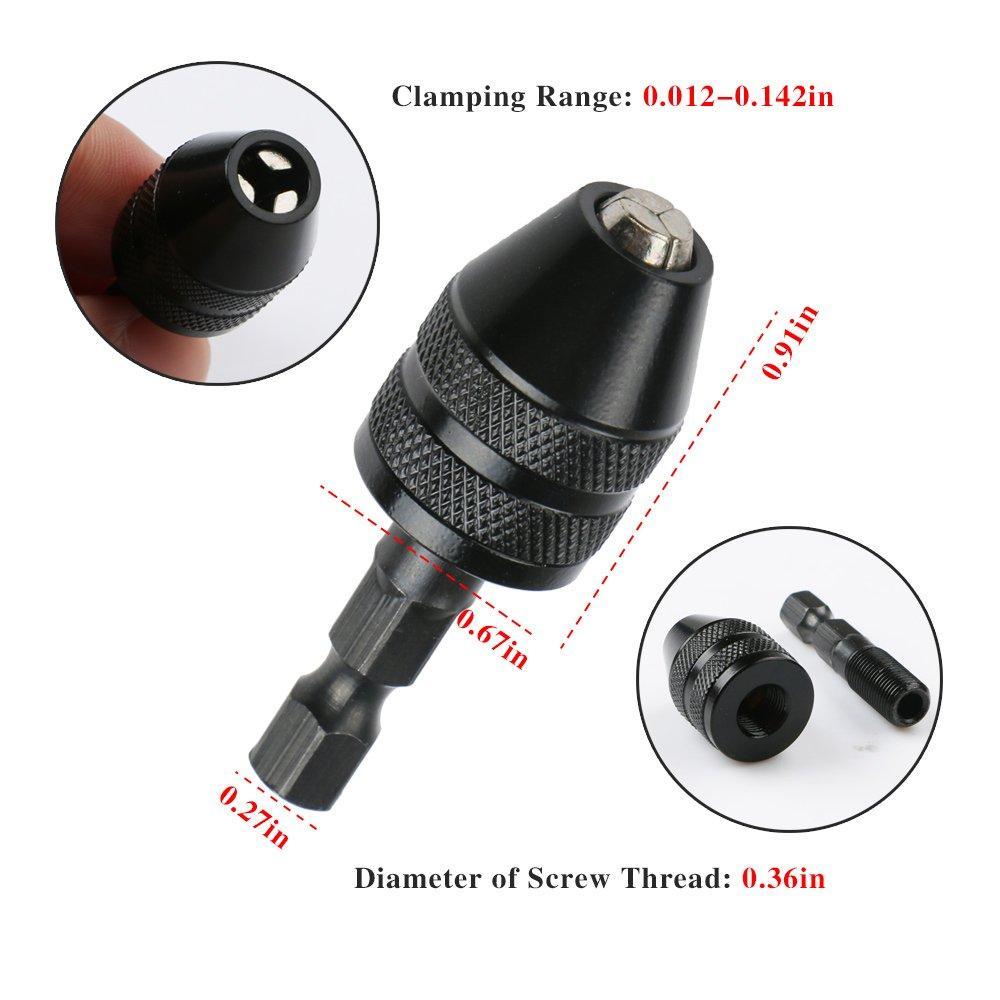 BowLift | Icool Keyless Drill Chuck 0.3 3.6mm Conversion Tool 1/4" Hex Shank Quick Change Adapter Chuck for Electric Drill