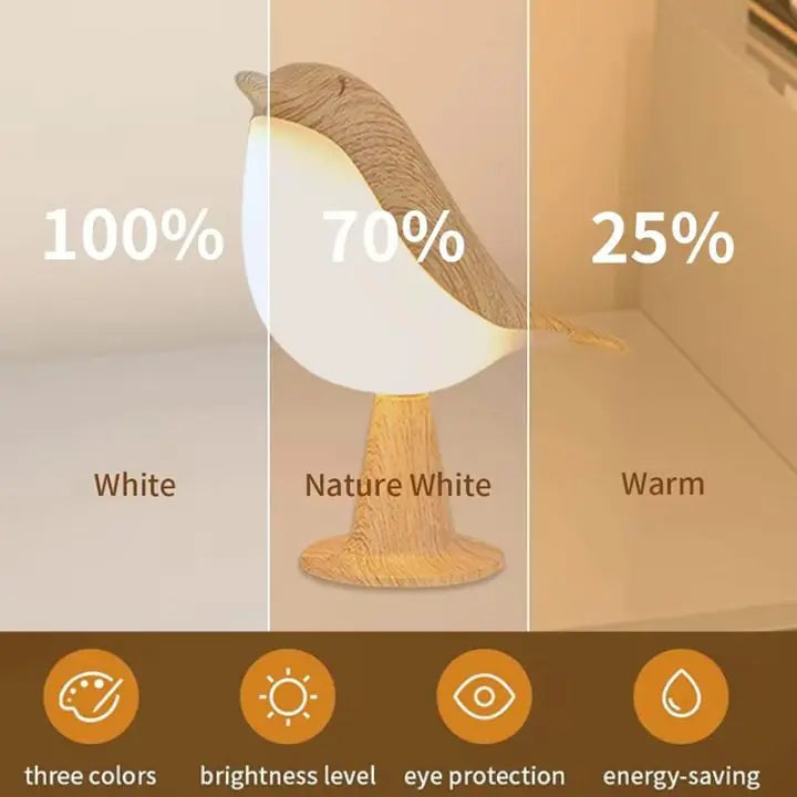 BowLift | Bird Table Lamp made of Wood - dimmable, with Touch & Aroma Diffuser