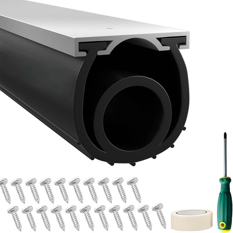 BowLift | Weather Stripping U+O Ring Universal Garage Door Bottom Weather Stripping with Aluminum Track Retainer Kit