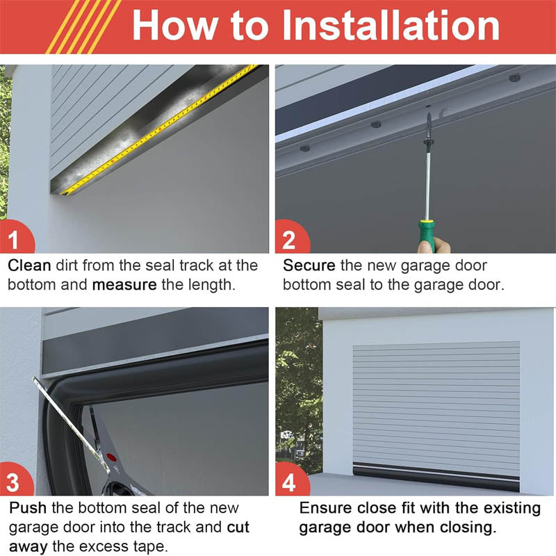 BowLift | Weather Stripping U+O Ring Universal Garage Door Bottom Weather Stripping with Aluminum Track Retainer Kit