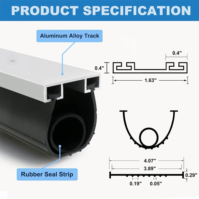 BowLift | Weather Stripping Pre-drilled 16.5 Feet U+O Ring Heavy-Duty Weatherproofing Garage Door Rubber with Aluminum Track Retainer Base Kits