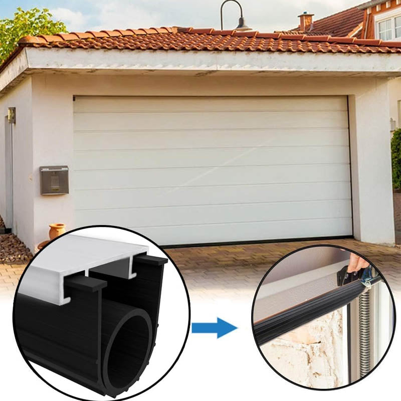 BowLift | Weather Stripping Pre-drilled 16.5 Feet U+O Ring Heavy-Duty Weatherproofing Garage Door Rubber with Aluminum Track Retainer Base Kits