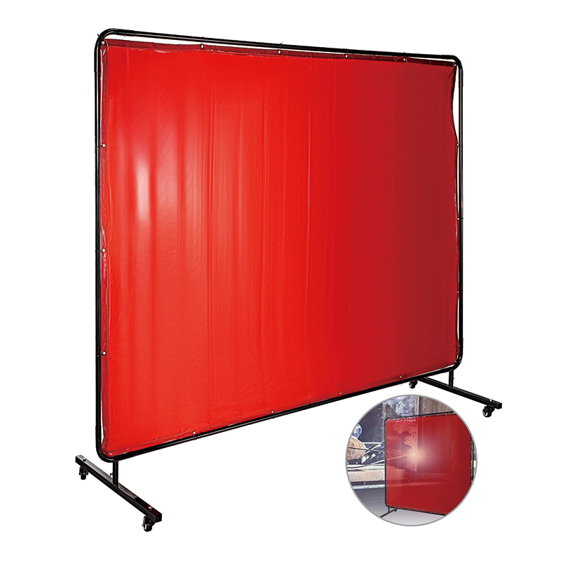 BowLift | Welding Screen with Frame,8' x 6',Welding Protection Screen Flame-Resistant Vinyl,Welding Curtain with 4 Wheels,Portable Light-Proof Professional,Red