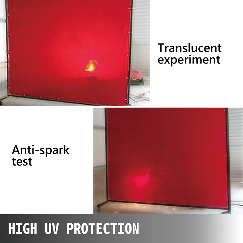 BowLift | Welding Screen with Frame,8' x 6',Welding Protection Screen Flame-Resistant Vinyl,Welding Curtain with 4 Wheels,Portable Light-Proof Professional,Red