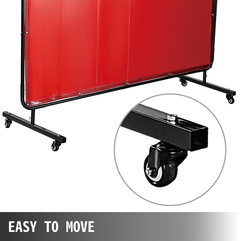 BowLift | Welding Screen with Frame,8' x 6',Welding Protection Screen Flame-Resistant Vinyl,Welding Curtain with 4 Wheels,Portable Light-Proof Professional,Red