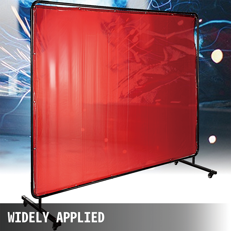 BowLift | Welding Screen with Frame,8' x 6',Welding Protection Screen Flame-Resistant Vinyl,Welding Curtain with 4 Wheels,Portable Light-Proof Professional,Red