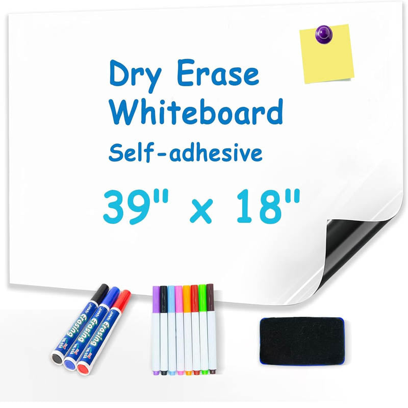 BowLift | Whiteboard Sticker 39" x 18” Adhesive Magnetic Dry Erase White Board Sticker for Wall Easy to Write and Clean