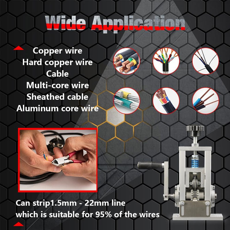 BowLift | Wire Stripping Machine, 0.05-0.8 Inch Wire Stripping Crank, Spring Pressure Blade (Manual/Automatic) For Scrap Copper Recycling