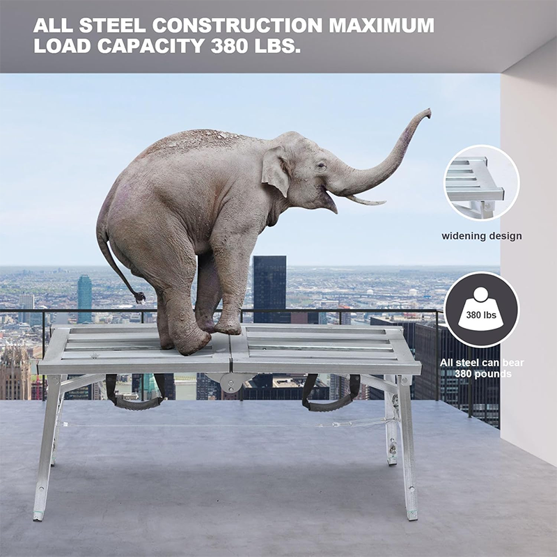 BowLift | Work Platform Adjustable Height Steel Portable Scaffolding Platform 380 lb Load Capacity 38" x 12 Folding Ladder Drywall Painting Stool (38")