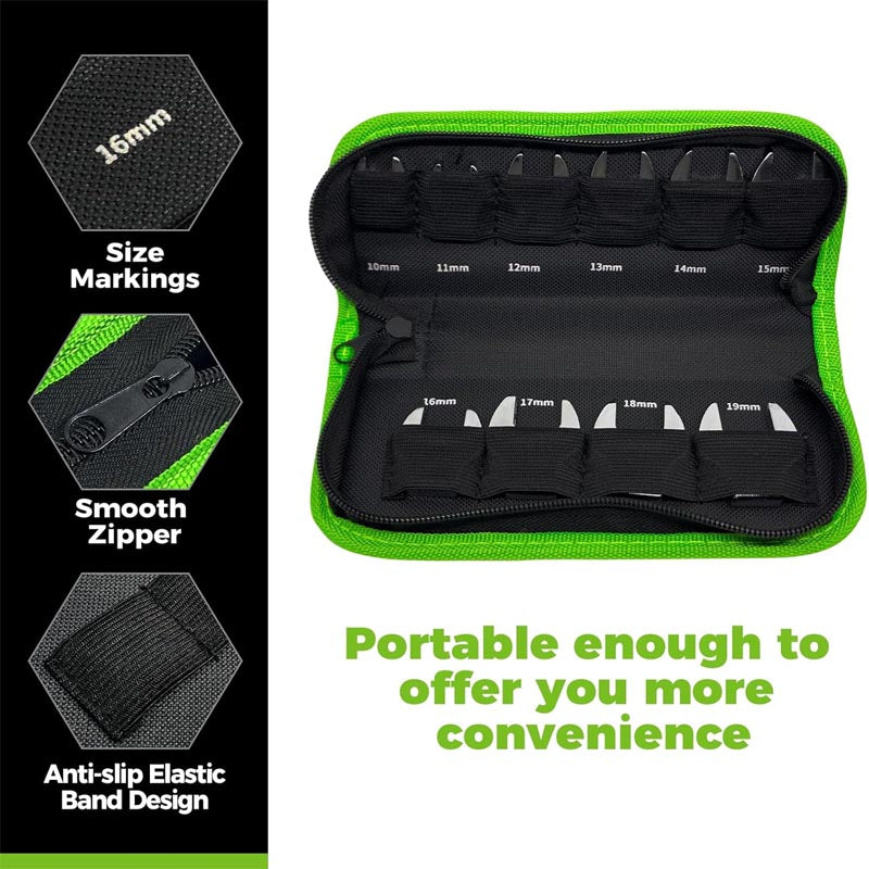 BowLift | 10-Piece 3/8" Crowfoot Wrench Set Size Covers 10-19mm CR-V Steel with Zipper Bag Open End Wrench Set