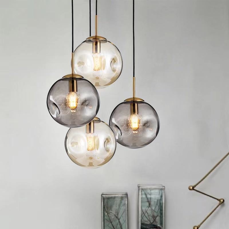 BowLift | Glass Spherical Pendant Light Fixture - Modern Hanging Lamp for Kitchen, Dining Room & Living Spaces