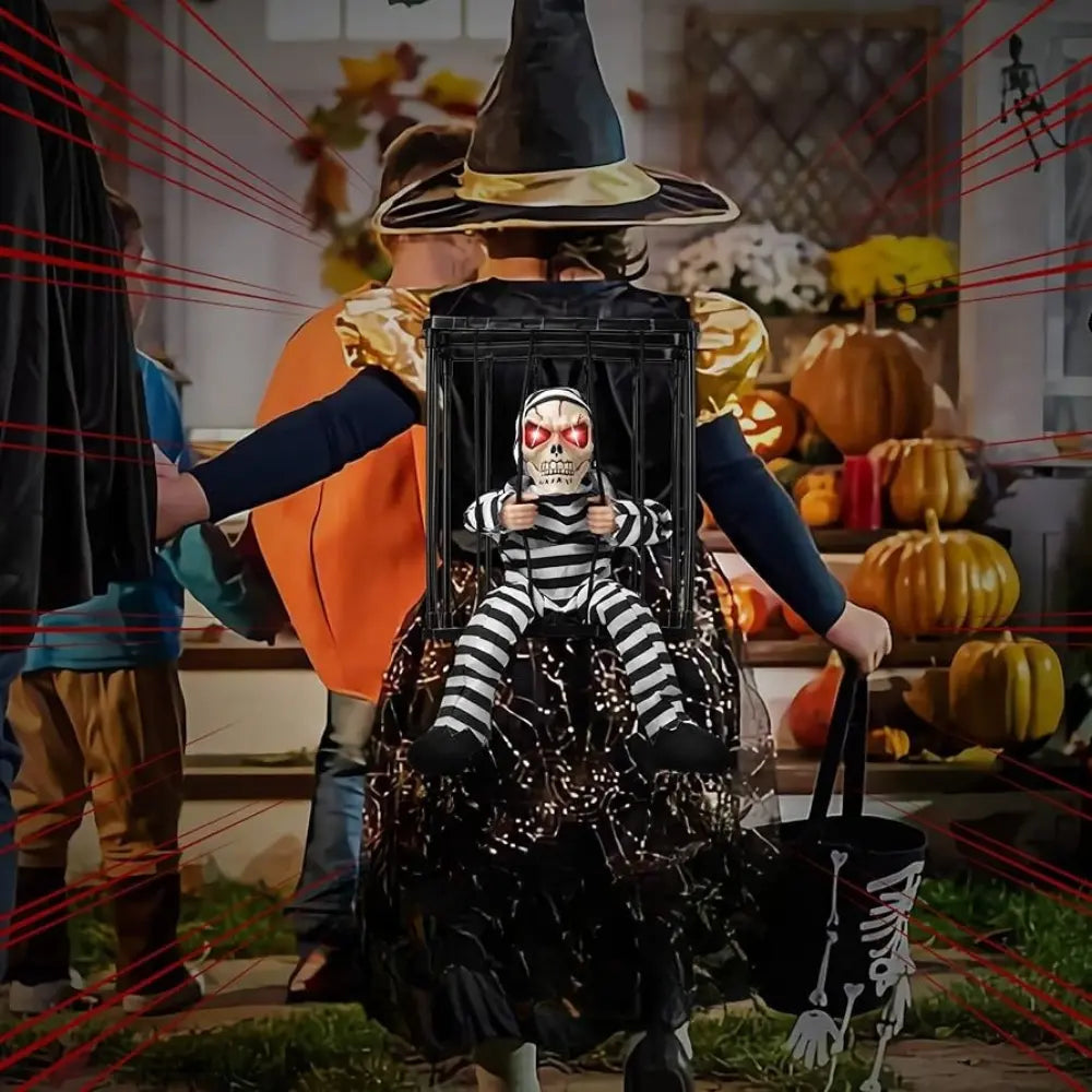 BowLift | Halloween Decoration – Movable Prisoner in Cage with Sound and Motion Sensor