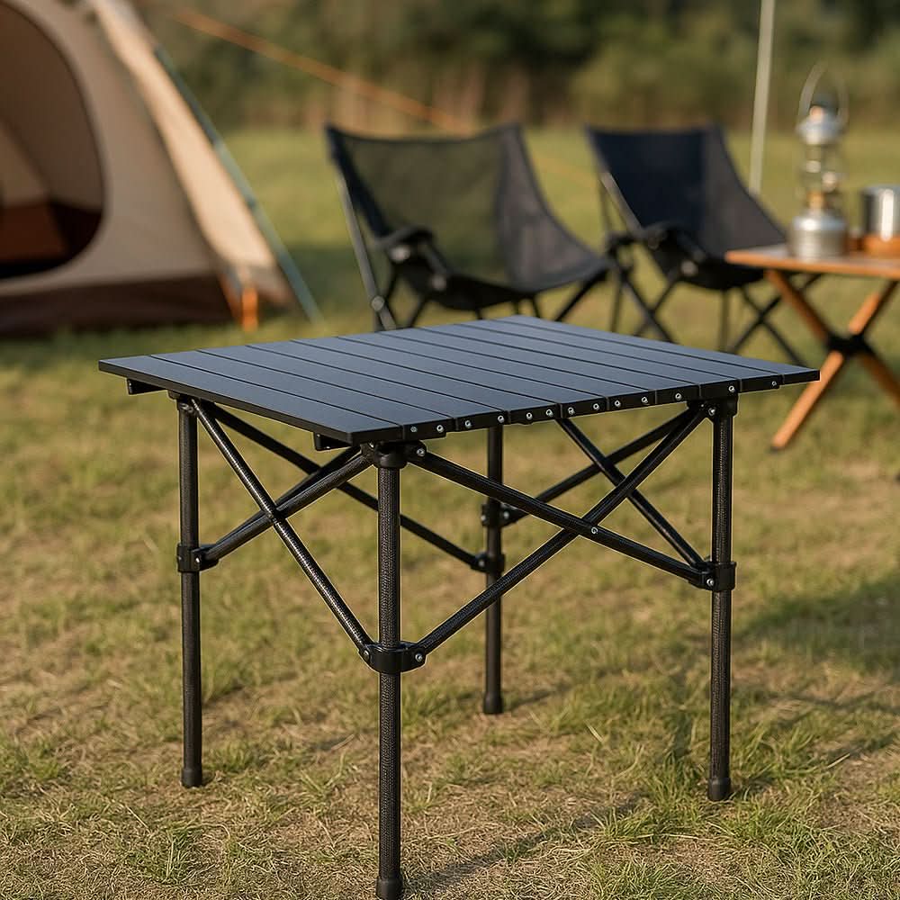 BowLift | Foldable camping table with X-frame & heat-resistant surface
