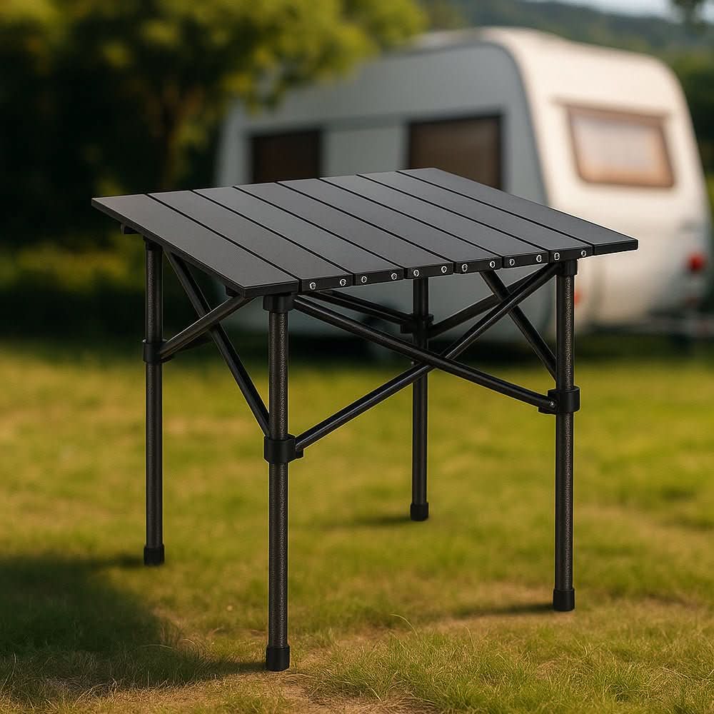 BowLift | Foldable camping table with X-frame & heat-resistant surface