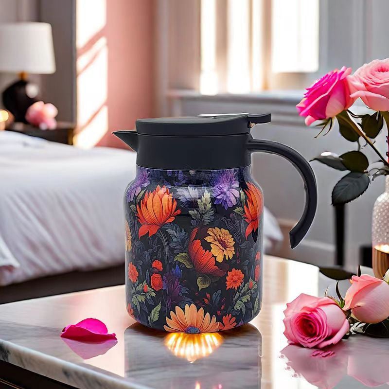 BowLift | Vintage Floral Pattern Tea Thermos – Built-In Infuser