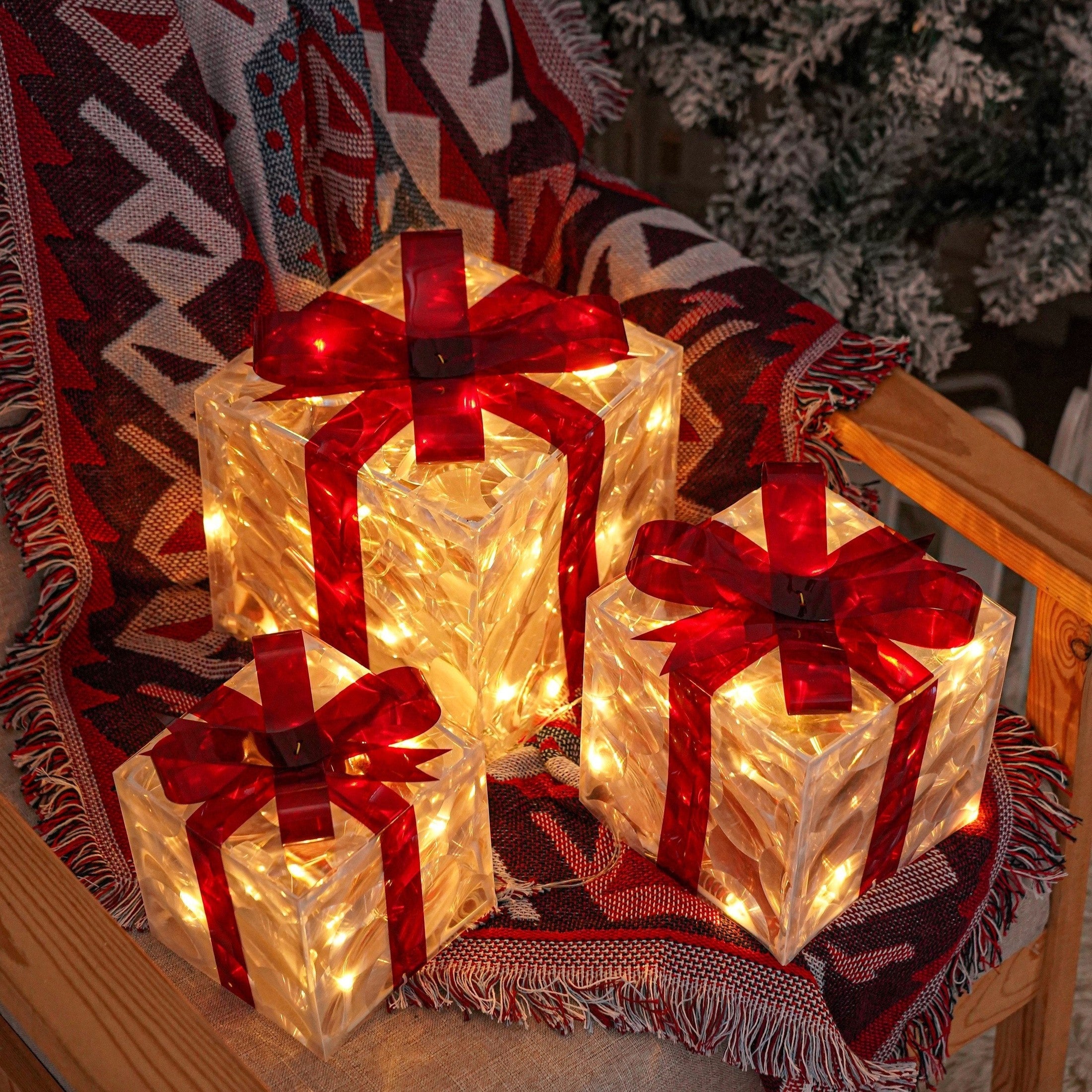 BowLift | GlowBox – LED Gift Boxes Set for Christmas Decoration (3 Pieces)