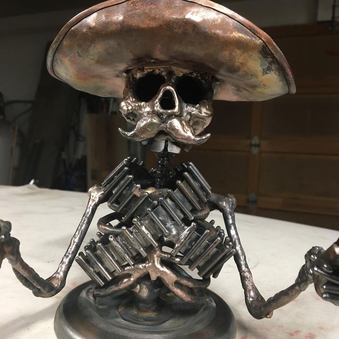 BowLift | Handmade Cast Cowboy Skull Gunslinger Hood Ornament Sculpture