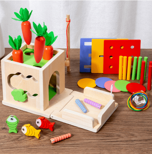 BowLift | ActivityCube – Montessori wooden learning toy with 8 activities for babies from 6 months