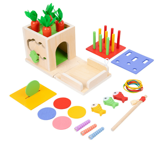 BowLift | ActivityCube – Montessori wooden learning toy with 8 activities for babies from 6 months