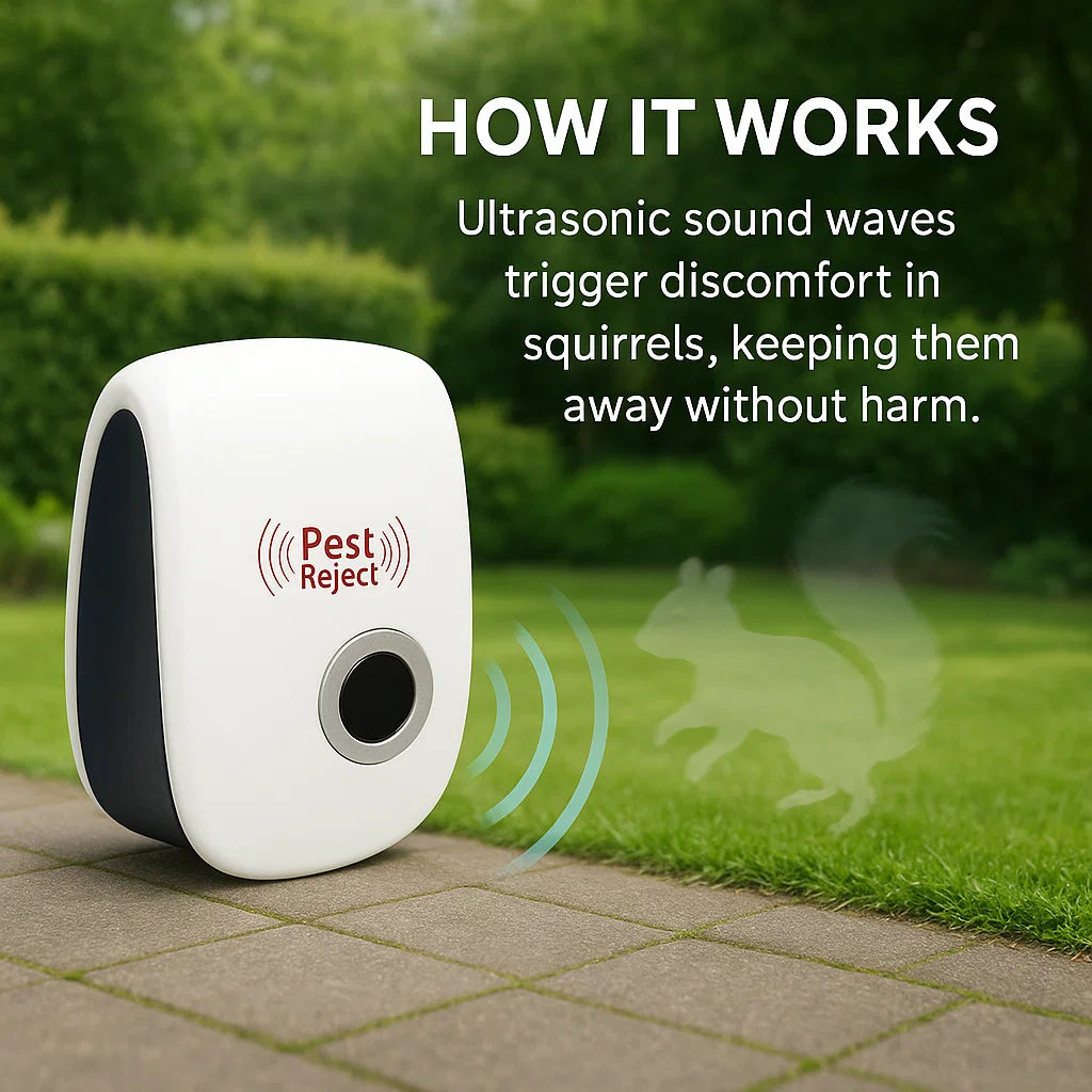 BowLift | Ultrasonic Squirrel Repeller Device - Effective Pest Control to Deter Squirrels in 48 Hours for Gardens & Yards