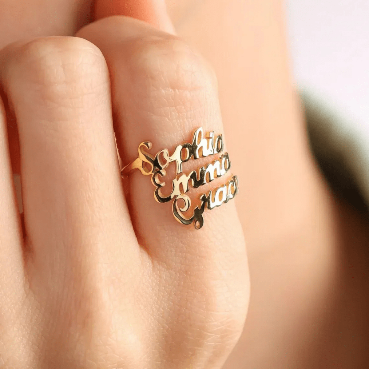 BowLift | AURELION – Custom Adjustable Gold Stainless Steel Name Ring