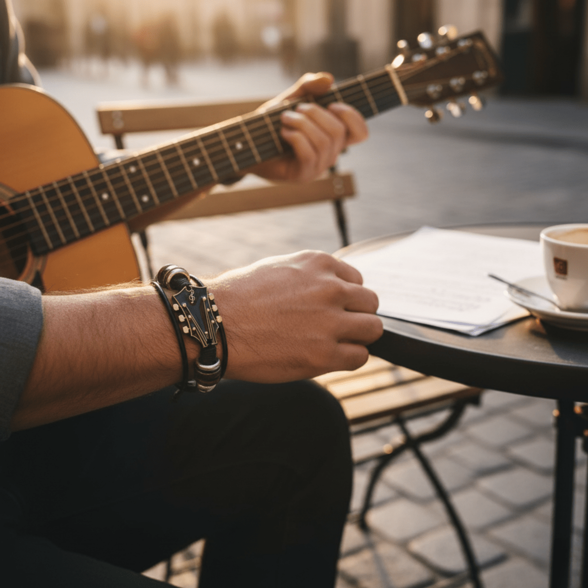 BowLift | AXECHORD – Guitar Leather Bracelet with Vintage-Inspired Design