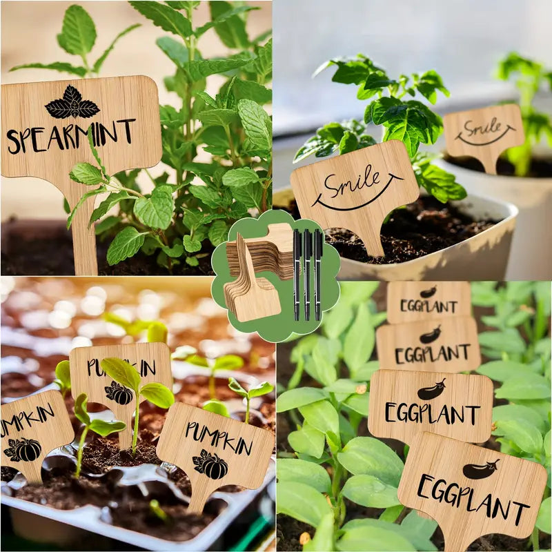 BowLift | Plant labels made of wood for garden and balcony – Rewritable labels for herbs and plants