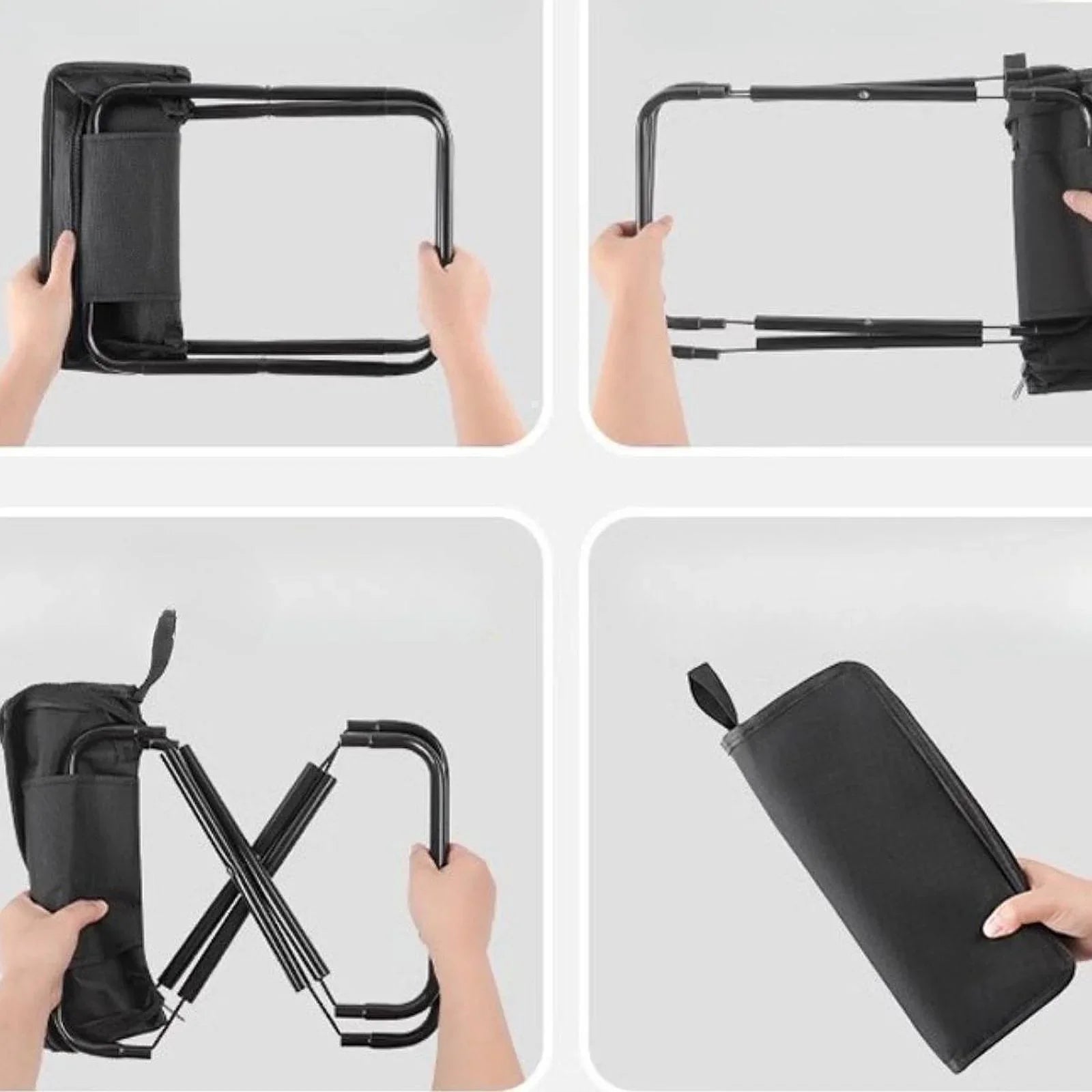 BowLift | Portable Folding Camping Stool with Adjustable Zippers and Metal Frame