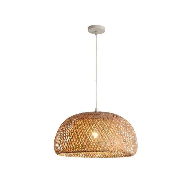BowLift | Hanging ceiling lamp made of bamboo C │ Handmade lighting from wood and rattan for interior decoration