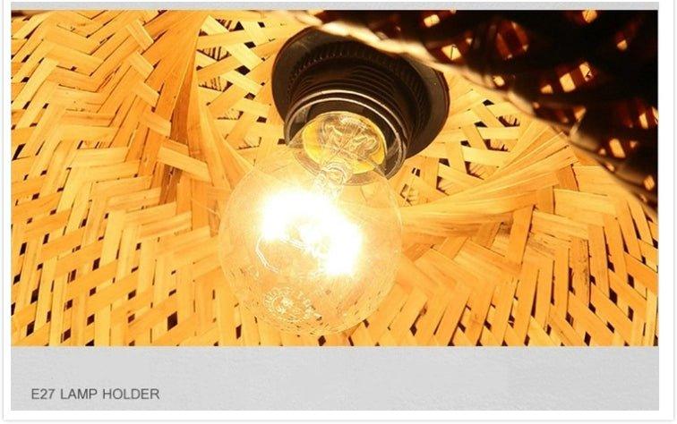 BowLift | Hanging ceiling lamp made of bamboo C │ Handmade lighting from wood and rattan for interior decoration