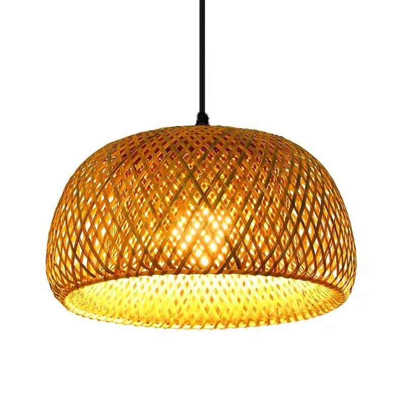 BowLift | Hanging ceiling lamp made of bamboo C │ Handmade lighting from wood and rattan for interior decoration