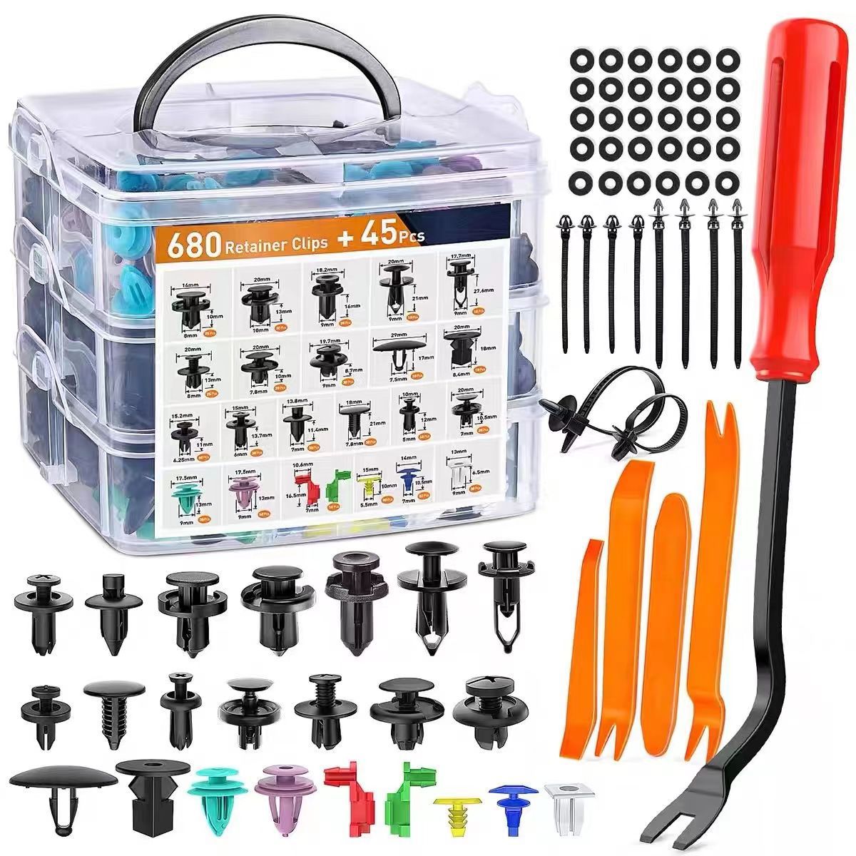BowLift | Car Retainer Clip Set | 725 PCS + Removal Tool | Universal Nylon Fasteners Kit