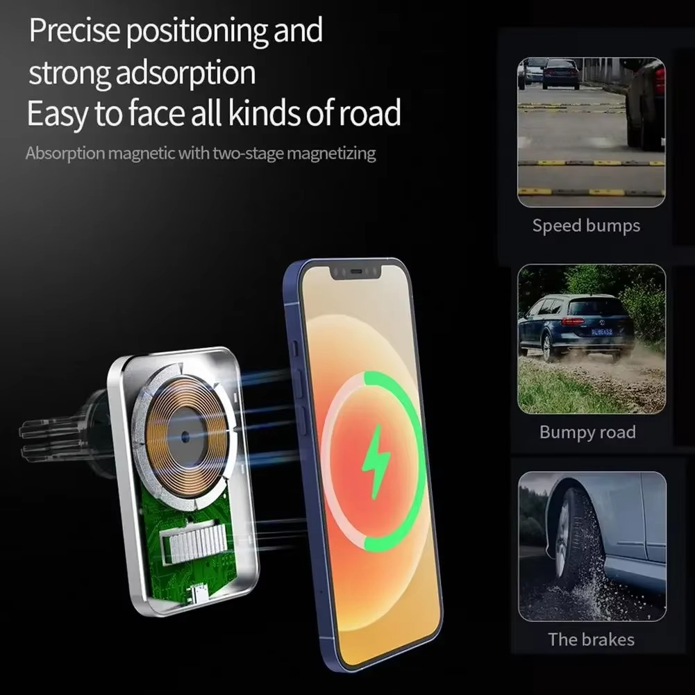 BowLift | 15W Magnetic Wireless Car Charger Mount with Type-C Fast Charging for iPhone 12 and 13 Series