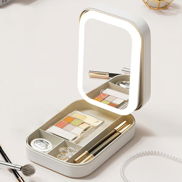 BowLift | Portable Makeup Organizer — Compact LED Mirror with Adjustable Lighting