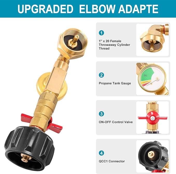 BowLift |  Top-Rated Propane Refill Elbow Adapter with Tank Gauge