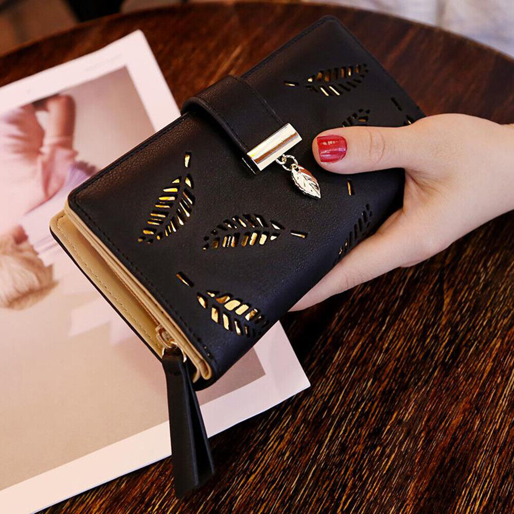 BowLift | GoldenLeaf PU Leather Wallet with Leaf Charm Design