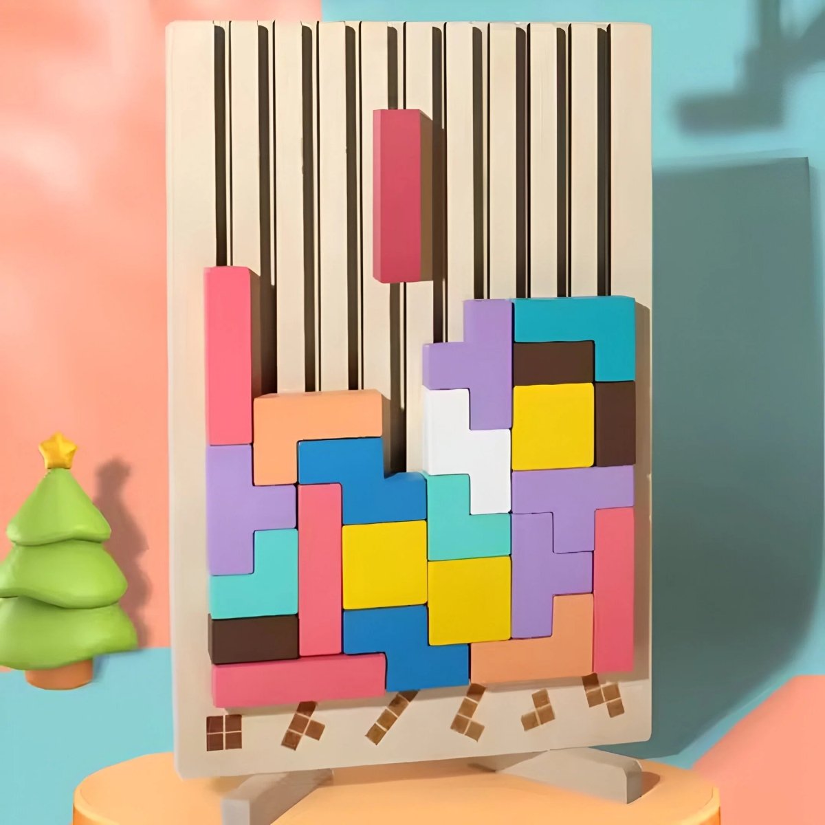 BowLift | BLOCKWISE – Montessori Wood Tetris Stacking Toy for Learning and Play