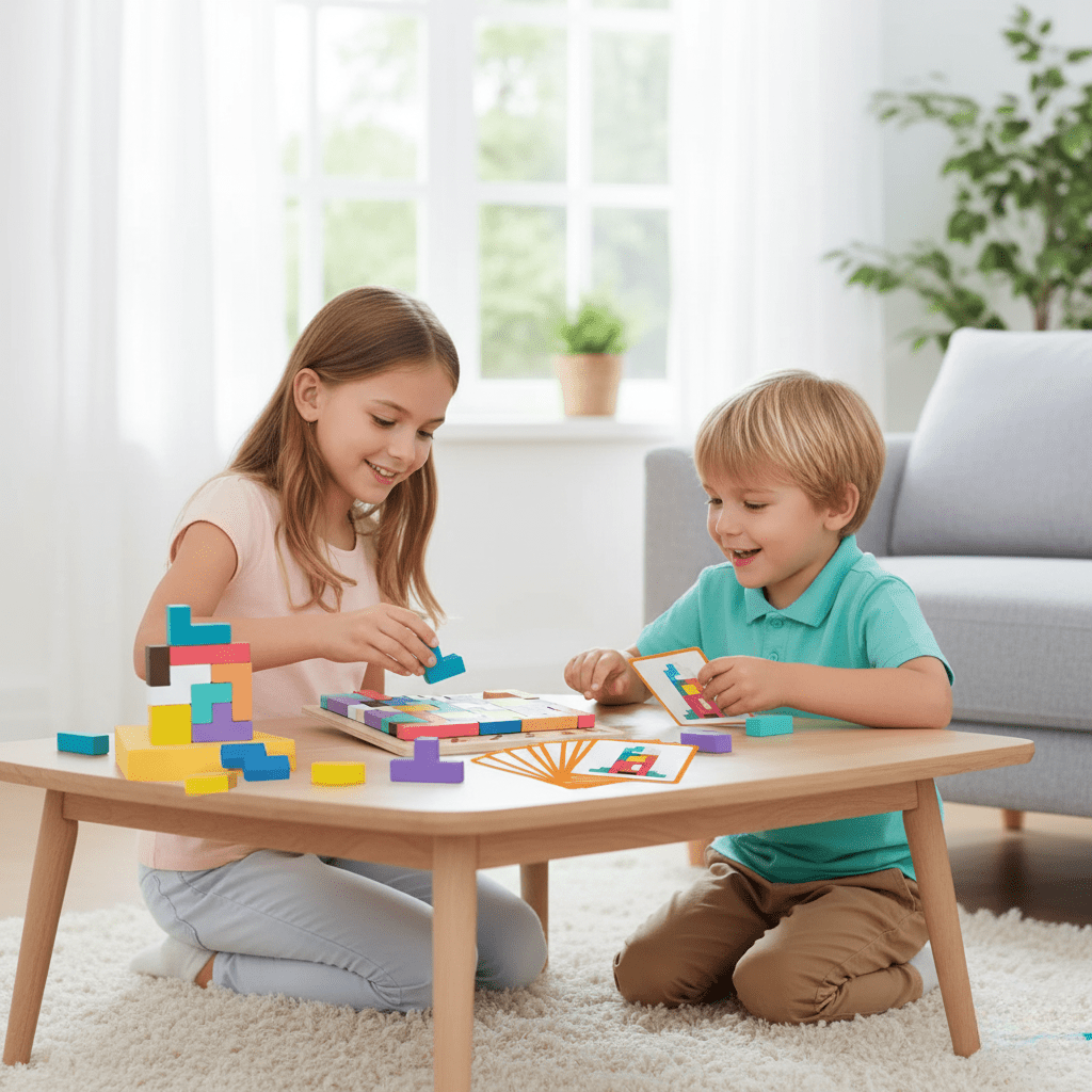 BowLift | BLOCKWISE – Montessori Wood Tetris Stacking Toy for Learning and Play
