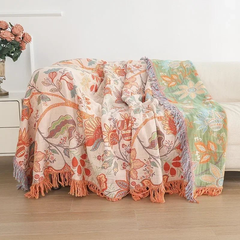 BowLift | BohoWeave – Cotton Reversible Blanket with Jacquard Boho Pattern