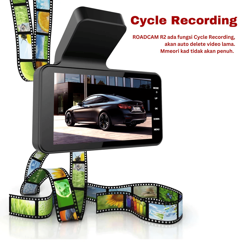 BowLift |  Dashcam with two lenses, 1080P HD and night vision - 170° wide angle