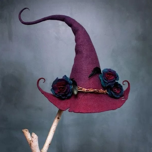 BowLift | HexaHat – Handmade Felt Witch Hat made of Merino Wool & Silk Chiffon