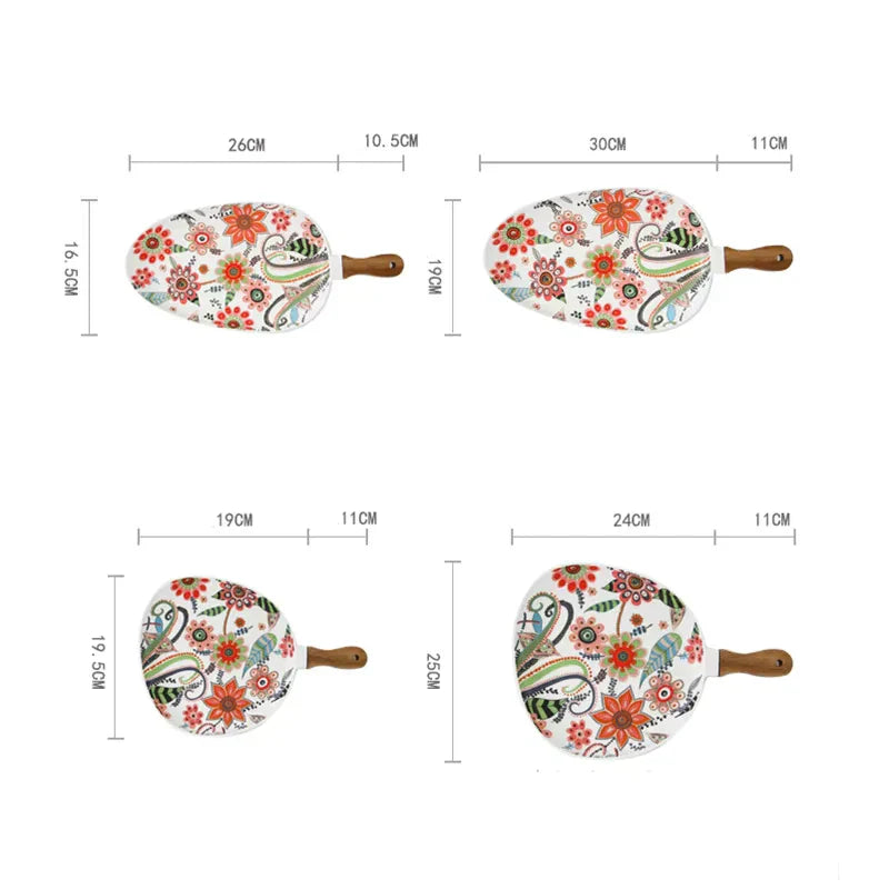 BowLift | Elegant Nordic Ceramic Dinner Plates with Wooden Handle