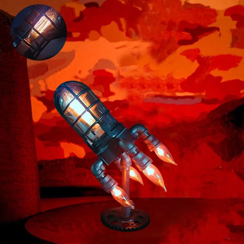 BowLift | Steampunk Rocket Table Lamp with Flame Light