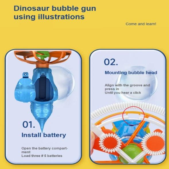 BowLift | Kids Dinosaur Bubble Blaster | Portable Bubble Machine | 1000+ Bubbles/Min