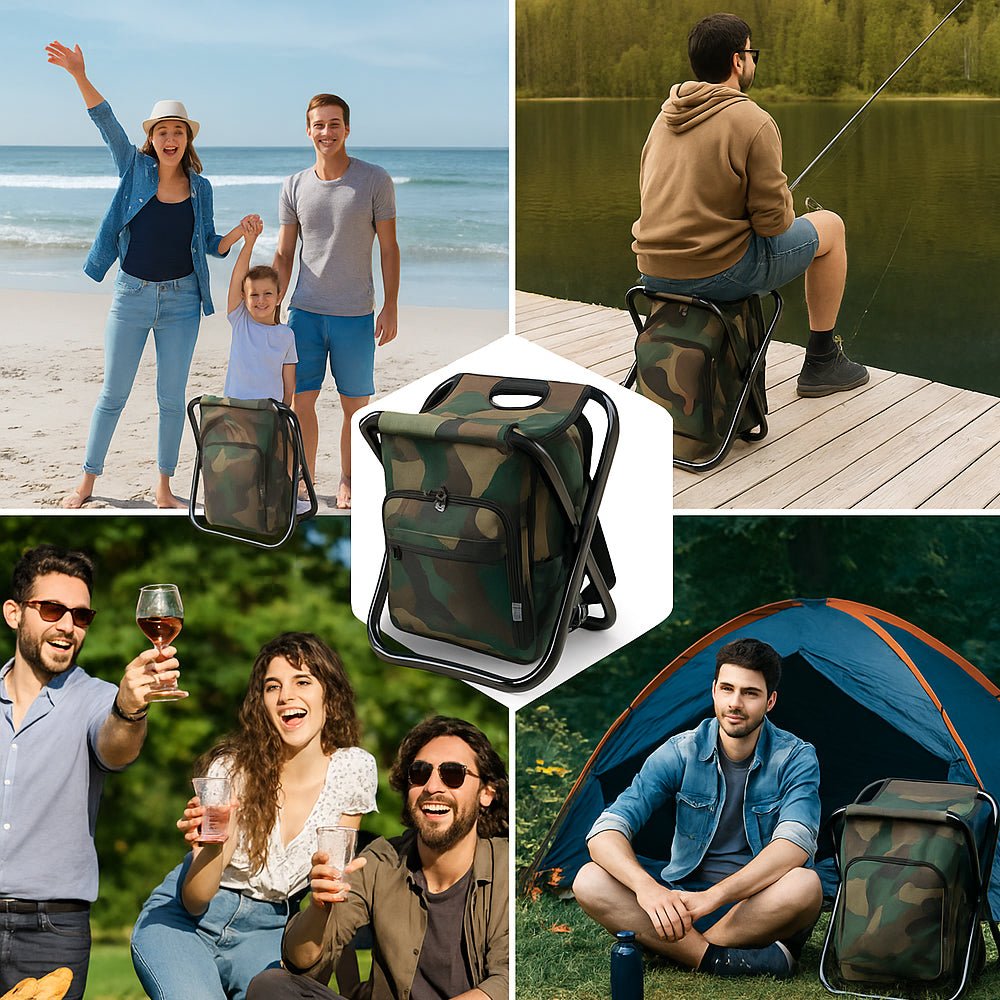 BowLift | Camochair Pack – 3-in-1 Backpack, Cooler & Folding Chair for Outdoor Adventures