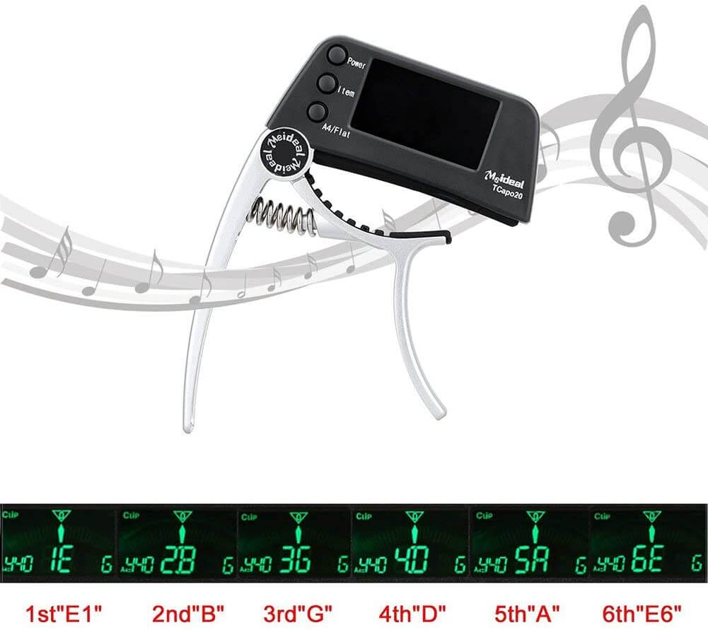 BowLift | Capo & Tuner "TuneGrip" – 2-in-1 Guitar accessory with LCD screen