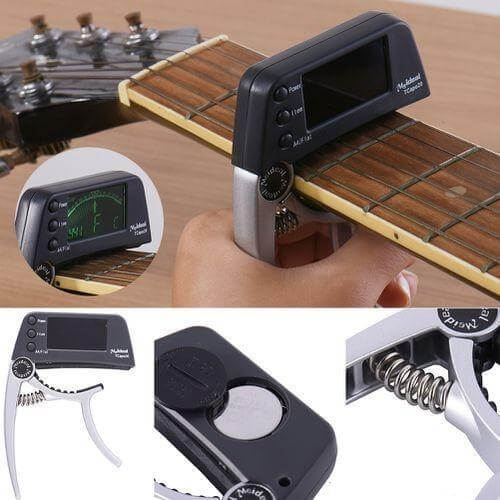 BowLift | Capo & Tuner "TuneGrip" – 2-in-1 Guitar accessory with LCD screen