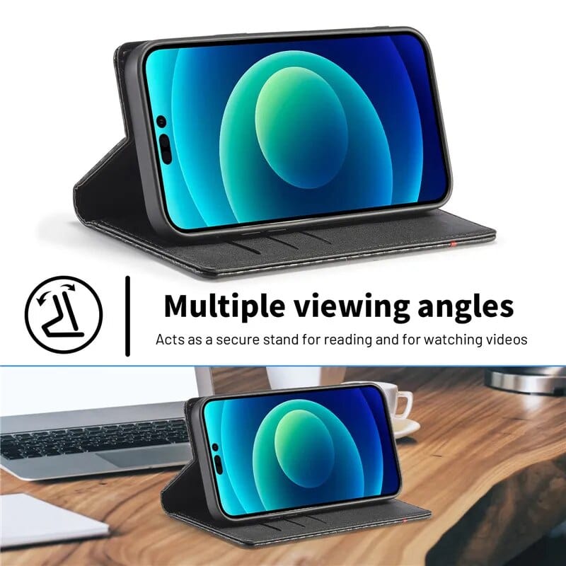 BowLift | S23 Phone case | Card holder made of carbon fiber leather with magnetic closure