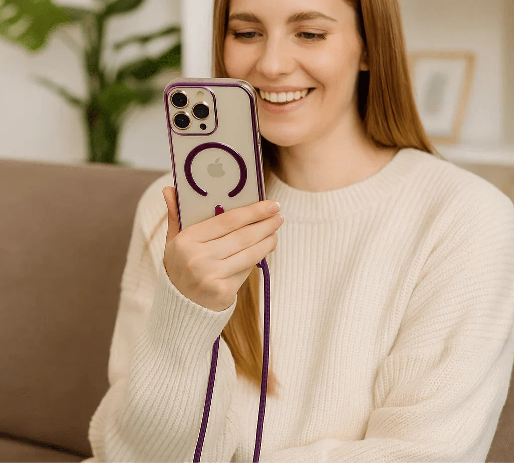 BowLift | CarryLink – Adjustable Phone Lanyard with Clear MagSafe Case